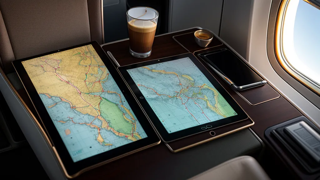 Sitzplanauswahl für die First Class auf einem Tablet Display