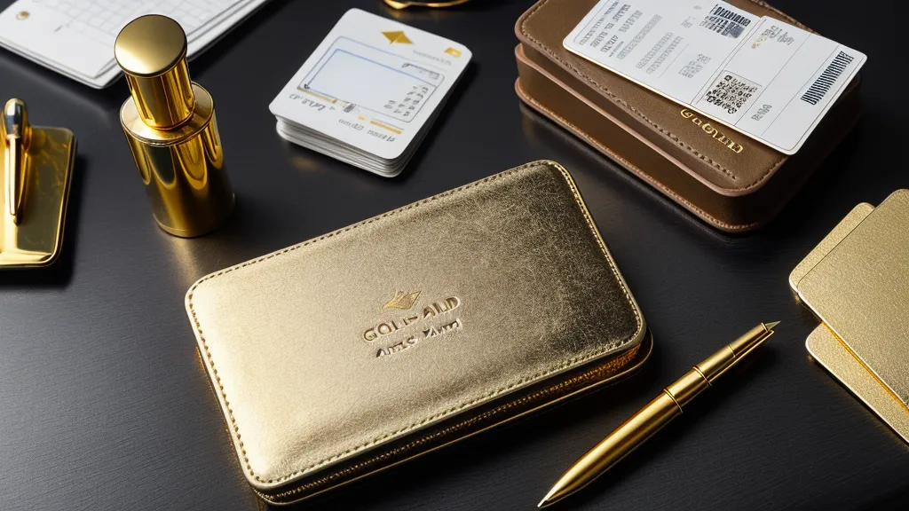 Eine goldene Vielfliegerkarte auf einem Lederportemonnaie als Symbol für den Star Alliance Gold Status.